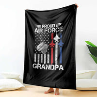 Proud Air Force Grandpa Throw Blanket Military Army Grandfather Vintage American Flag