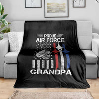 Proud Air Force Grandpa Throw Blanket Military Army Grandfather Vintage American Flag