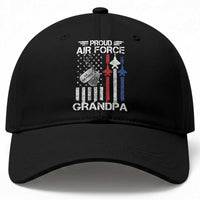 Proud Air Force Grandpa Baseball Cap Military Army Grandfather Vintage American Flag
