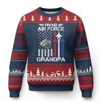 Proud Air Force Grandpa Ugly Christmas Sweater Military Army Grandfather Vintage American Flag