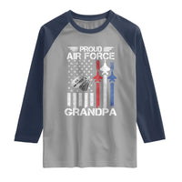 Proud Air Force Grandpa Raglan Shirt Military Army Grandfather Vintage American Flag