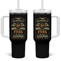 80th Birthday Tumbler With Handle Life Begins At 80 Born In 1946 The Year Of Legends