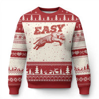 Easy Tiger Ugly Christmas Sweater Vintage Distressed Tiger Trendy Grunge Indie Boho