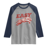 Easy Tiger Raglan Shirt Vintage Distressed Tiger Trendy Grunge Indie Boho