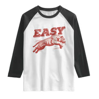 Easy Tiger Raglan Shirt Vintage Distressed Tiger Trendy Grunge Indie Boho