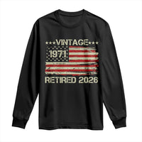 55th Birthday Retirement Long Sleeve Shirt Vintage 1971 Retired 2026 American Flag