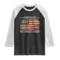 55th Birthday Retirement Raglan Shirt Vintage 1971 Retired 2026 American Flag