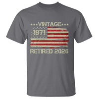 55th Birthday Retirement T Shirt Vintage 1971 Retired 2026 American Flag