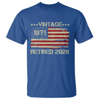 55th Birthday Retirement T Shirt Vintage 1971 Retired 2026 American Flag