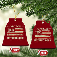 60th Birthday Retirement Ceramic Ornament Vintage 1966 Retired 2026 American Flag