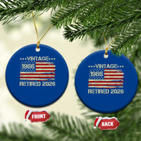 60th Birthday Retirement Ceramic Ornament Vintage 1966 Retired 2026 American Flag