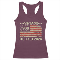 60th Birthday Retirement Racerback Tank Top Vintage 1966 Retired 2026 American Flag
