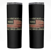60th Birthday Retirement Skinny Tumbler Vintage 1966 Retired 2026 American Flag