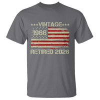 60th Birthday Retirement T Shirt Vintage 1966 Retired 2026 American Flag