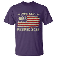 60th Birthday Retirement T Shirt Vintage 1966 Retired 2026 American Flag