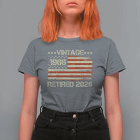 60th Birthday Retirement T Shirt For Women Vintage 1966 Retired 2026 American Flag