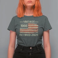 60th Birthday Retirement T Shirt For Women Vintage 1966 Retired 2026 American Flag