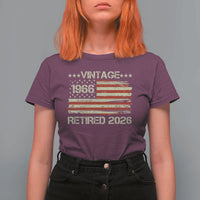 60th Birthday Retirement T Shirt For Women Vintage 1966 Retired 2026 American Flag