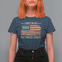 60th Birthday Retirement T Shirt For Women Vintage 1966 Retired 2026 American Flag
