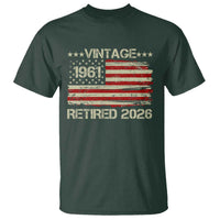65th Birthday Retirement T Shirt Vintage 1961 Retired 2026 American Flag