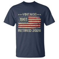 65th Birthday Retirement T Shirt Vintage 1961 Retired 2026 American Flag
