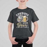 Western T Shirt For Kid Cowboys And Beer That's Why I'm Here Funny Saying - Wonder Print Shop