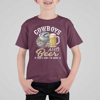 Western T Shirt For Kid Cowboys And Beer That's Why I'm Here Funny Saying - Wonder Print Shop