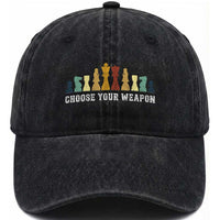 Chess Lover Washed Cotton Baseball Cap Choose Your Weapon Retro Vintage