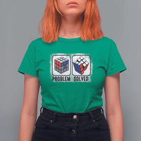 Competitive Puzzle Cube Rubik T Shirt For Women Problem Solved Vintage Speed Cubing - Wonder Print Shop
