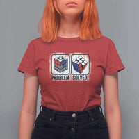 Competitive Puzzle Cube Rubik T Shirt For Women Problem Solved Vintage Speed Cubing - Wonder Print Shop