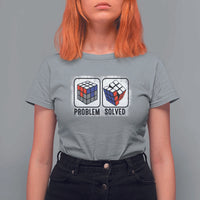 Competitive Puzzle Cube Rubik T Shirt For Women Problem Solved Vintage Speed Cubing - Wonder Print Shop