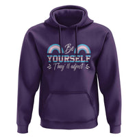 Transgender Hoodie Be Yourself They'll Adjust Vintage Rainbow Trans Pride Flag LGBT - Wonder Print Shop