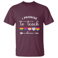 Teacher T Shirt I Promise To Teach Love LGBT-Q Pride Proud Ally Heart - Wonder Print Shop