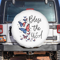 Bless The USA 4th of July Spare Tire Cover Patriotic American Flag Butterfly Independence Day
