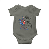 Bless The USA 4th of July Baby Onesie Patriotic American Flag Butterfly Independence Day
