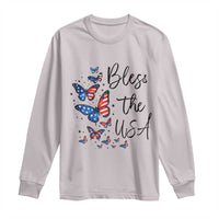 Bless The USA 4th of July Long Sleeve Shirt Patriotic American Flag Butterfly Independence Day