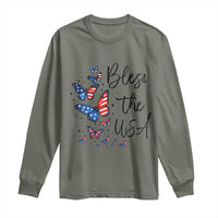 Bless The USA 4th of July Long Sleeve Shirt Patriotic American Flag Butterfly Independence Day