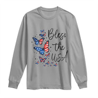 Bless The USA 4th of July Long Sleeve Shirt Patriotic American Flag Butterfly Independence Day