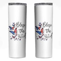 Bless The USA 4th of July Skinny Tumbler Patriotic American Flag Butterfly Independence Day