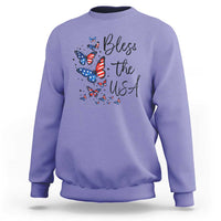 Bless The USA 4th of July Sweatshirt Patriotic American Flag Butterfly Independence Day
