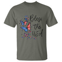 Bless The USA 4th of July T Shirt Patriotic American Flag Butterfly Independence Day