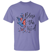 Bless The USA 4th of July T Shirt Patriotic American Flag Butterfly Independence Day