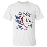 Bless The USA 4th of July T Shirt Patriotic American Flag Butterfly Independence Day