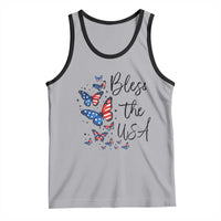 Bless The USA 4th of July Tank Top Patriotic American Flag Butterfly Independence Day
