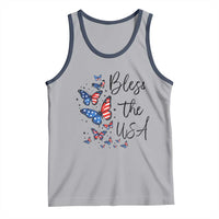 Bless The USA 4th of July Tank Top Patriotic American Flag Butterfly Independence Day