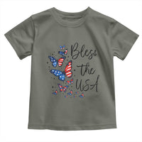 Bless The USA 4th of July Toddler T Shirt Patriotic American Flag Butterfly Independence Day