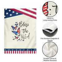 Bless The USA 4th of July Garden Flag Patriotic American Flag Butterfly Independence Day