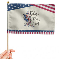 Bless The USA 4th of July Patriotic Handheld Flag Patriotic American Flag Butterfly Independence Day