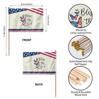 Bless The USA 4th of July Patriotic Handheld Flag Patriotic American Flag Butterfly Independence Day