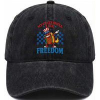 Funny My Farts Smell Like Freedom Washed Cotton Baseball Cap July 4th Hot Dog Lover
